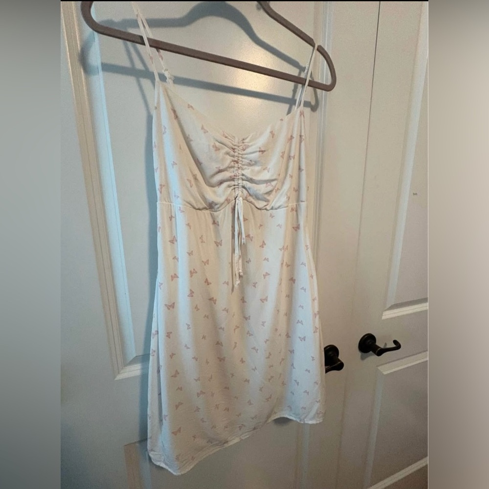 L.A. Hearts White Dress with Pink Butterfly Pattern